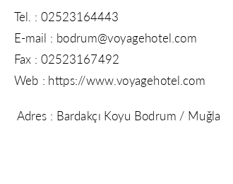 Voyage Bodrum iletiim bilgileri